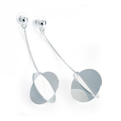 Earring - Silver colour chain drop earrings. - (ER31589)