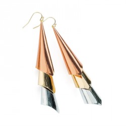 Earring - Three tone rose gold, gold and rhodium colour...