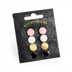 Earring set - Four pairs worn gold, black, white and pink...