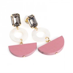 Earring - Black diamond colour and white shell effect...