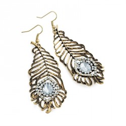 Earring - Antique gold and crystal lead design drop...