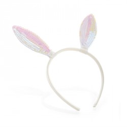 Hairband - Cream and white AB colour sequin bunny ears...