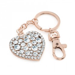 Keyring - Rose gold colour crystal heart design keyring....