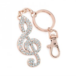 Keyring - Rose gold colour crystal musical note design...