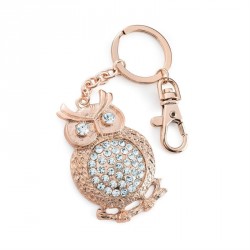 Keyring - Rose gold colour crystal owl design keyring. -...