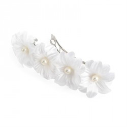 Hair clip - White and cream pearl colour hair barrette. -...
