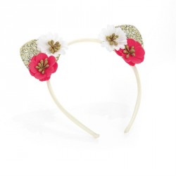 Hairband - Red, white and gold glitter effect ear design...