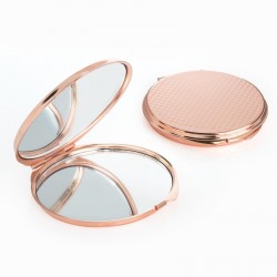 Compact mirror - Shiny rose gold colour compact mirror. -...