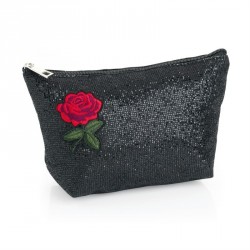 Bag - Black glitter effect make up bag. - (PC31513)