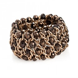 Bracelet - Rose gold colour and brown glass bead...