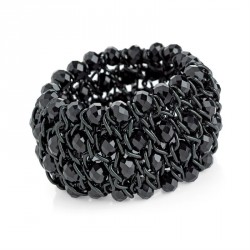 Bracelet - Black enamel and black glass bead colour...