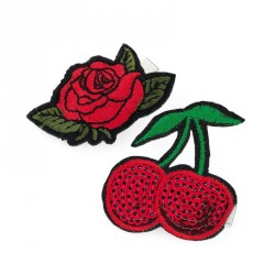 Hair clip set - Two piece cherry and rose design hair...