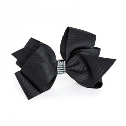 Hair bow - Black crystal hair bow on clip. - (HA31493)