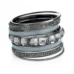 Bracelet set - Seven piece hematite colour crystal and...