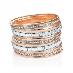 Bracelet set - Eleven piece rose gold colour crystal...