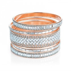 Bracelet set - Five piece rose gold colour crystal bangle...
