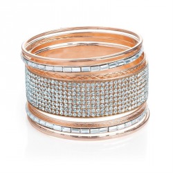 Bracelet set - Seven piece rose gold colour crystal...