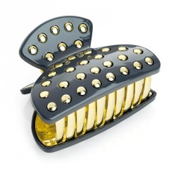 Hair clip - Grey and gold colour stud look hair claw...