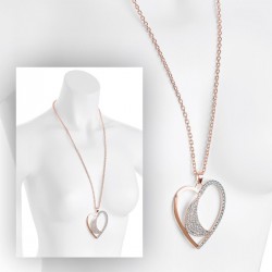Necklace - Rose gold colour crystal heart design chain...