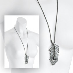 Necklace - Hematite and black diamond colour leaf design...