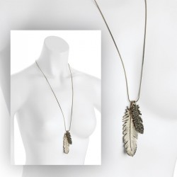 Necklace - Gold and black diamond colour crystal double...