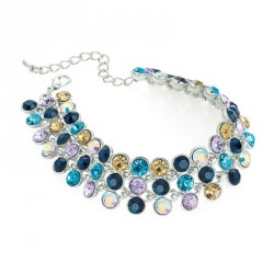 Bracelet - Rhodium colour multi blue tone crystal...