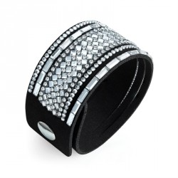 Bracelet - Crystal velvet look bracelet. - (BL31468)