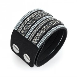 Bracelet - Crystal and black bead bracelet. - (BL31467)