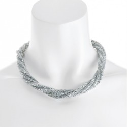 Necklace - Five row white net crystal twist design...
