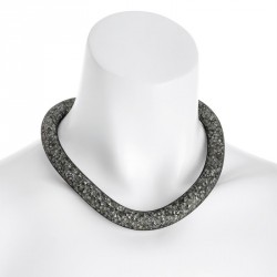 Necklace - Black net design crystal.(N31453)magnetic...