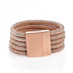 Bracelet - Five row rose gold colour thread bracelet with...