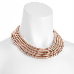 Necklace - Five row rose gold colour graduated thread. -...