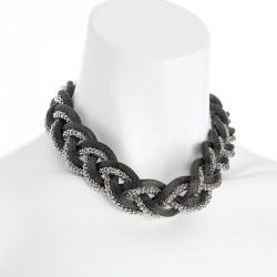 Necklace - Two tone hematite and rhodium colour platted...