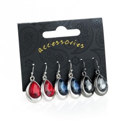 Earring set - Three pairs rhodium and hematite colour...