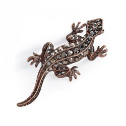 Brooch - Burnished rose gold and hematite colour crystal...