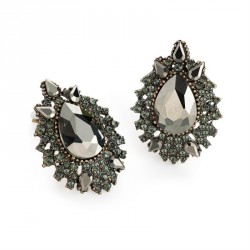 Earring - Burnished gold and black diamond colour clip on...
