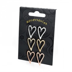 Earring set - Three pairs silver, gold and rose gold...