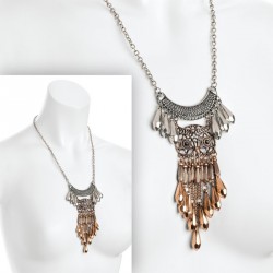Necklace - Two tone burnished silver and rose gold colour...