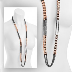 Necklace - Hematite and rose gold colour chain necklace....