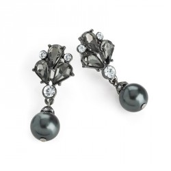 Earring - Hematite and black diamond and grey colour drop...