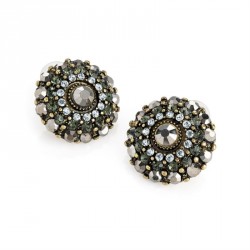 Earring - Burnished gold, hematite and black diamond...