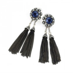 Earring - Antique silve black diamond and blue colour...