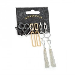 Earring set - Three pairs gold, silver and hematite...