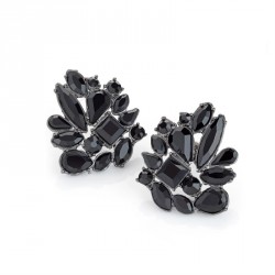 Earring - Hematite colour jet black glass bead earrings....