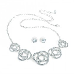 Necklace & Earring set - Silver colour crystal chain...