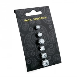 Earring set - Six piece rhodium colour crystal square and...