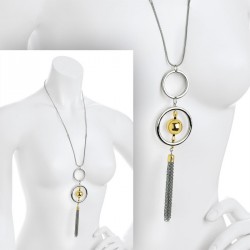Necklace - Two tone rhodium and gold colour ball charm...