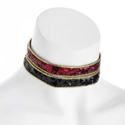 Necklace set - Two piece black and burgundy colour choker...
