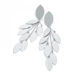 Earring - Matte silver colour leaf design drop earrings....