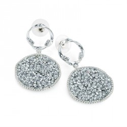 Earring - Silver colour crystal and bead round earrings....